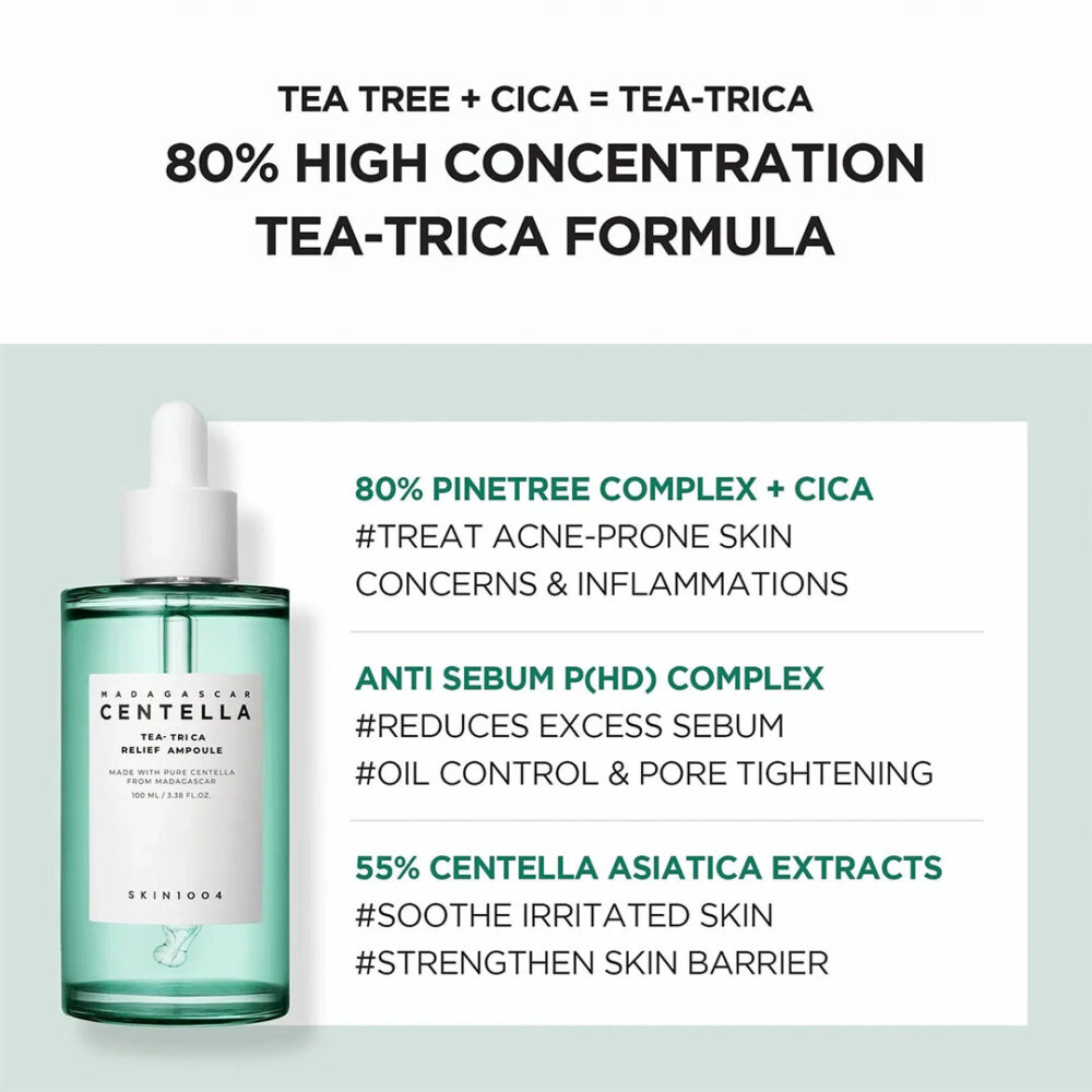 آمپول چای تریکا سنتلا ماداگاسکار اسکین 1004 Skin1004 Madagascar Centella Tea-Trica Relief Ampoule