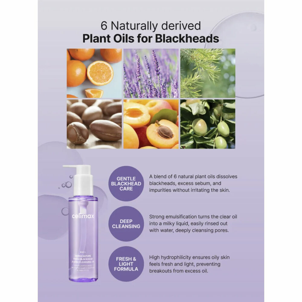 روغن پاک کننده ضد جوش سر سیاه جوجوبا سلیمکس Celimax Derma Nature Fresh Blackhead Jojoba Cleansing Oil