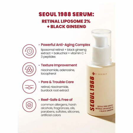 سرم لیپوزوم رتینال و جینسینگ سیاه کی سکرت K-SECRET SEOUL 1988 Serum Retinal Liposome 2% + Black Ginseng
