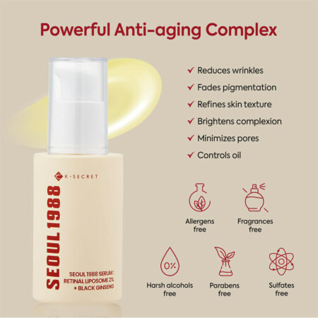 سرم لیپوزوم رتینال و جینسینگ سیاه کی سکرت K-SECRET SEOUL 1988 Serum Retinal Liposome 2% + Black Ginseng