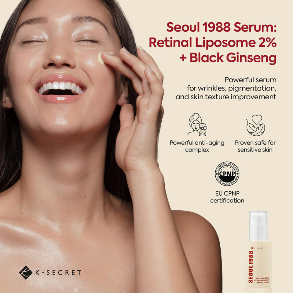 سرم لیپوزوم رتینال و جینسینگ سیاه کی سکرت K-SECRET SEOUL 1988 Serum Retinal Liposome 2% + Black Ginseng