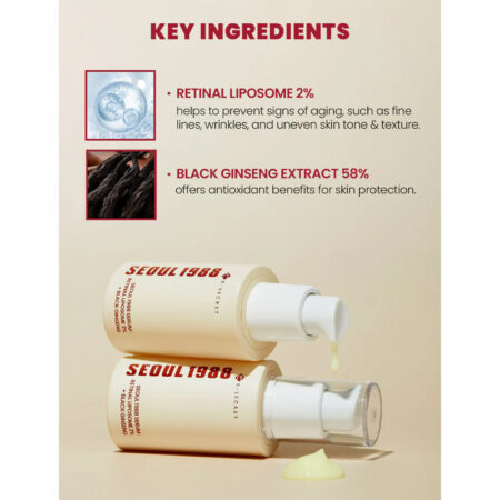 سرم لیپوزوم رتینال و جینسینگ سیاه کی سکرت K-SECRET SEOUL 1988 Serum Retinal Liposome 2% + Black Ginseng