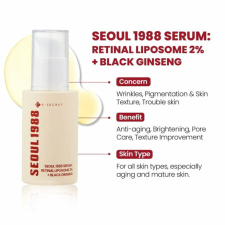 سرم لیپوزوم رتینال و جینسینگ سیاه کی سکرت K-SECRET SEOUL 1988 Serum Retinal Liposome 2% + Black Ginseng