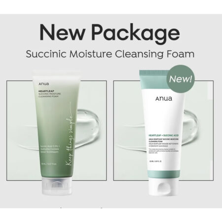 فوم شستشوی سوکسینیک اسید و هارتلیف آنوا Anua Heartleaf Succinic Moisture Cleansing Foam