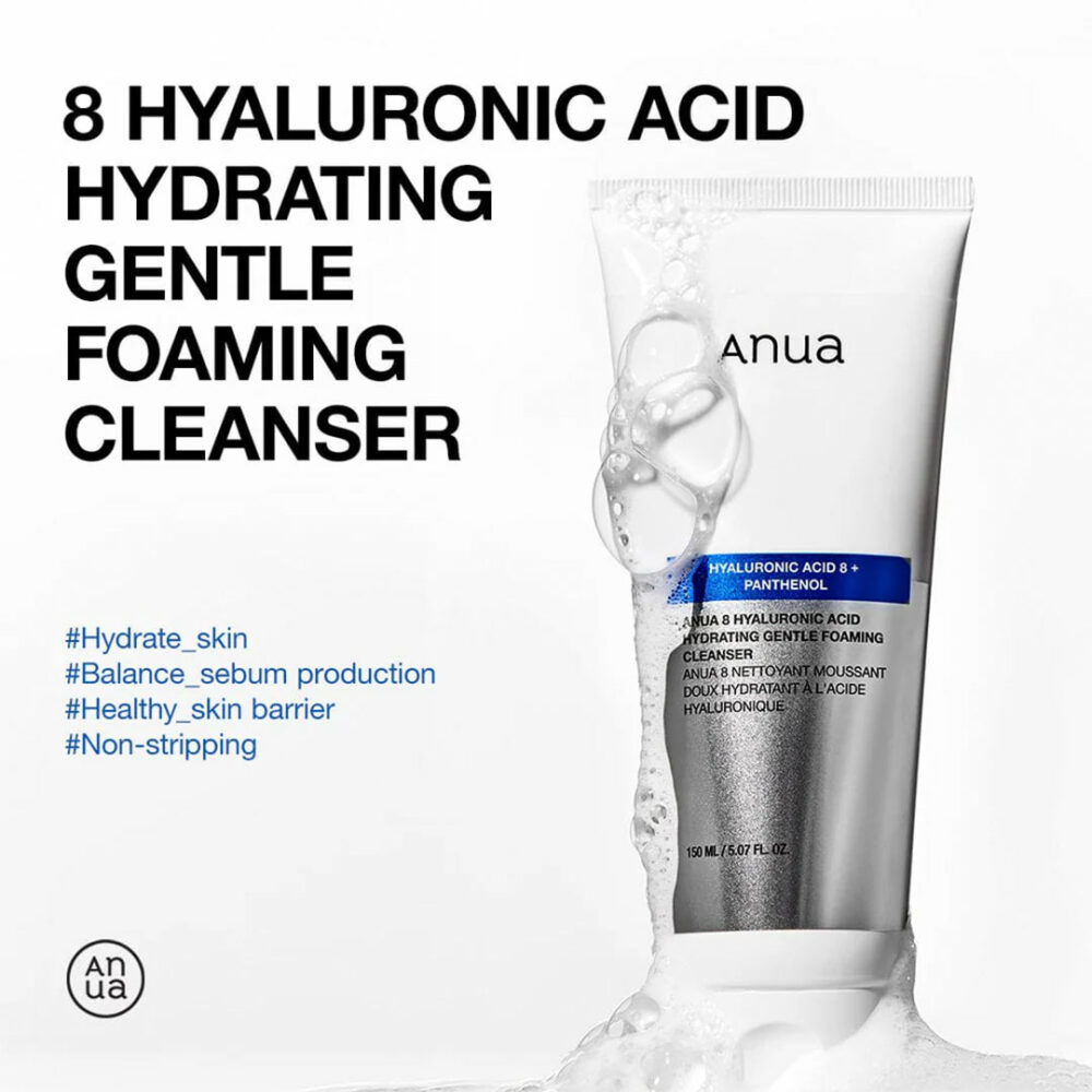 فوم شستشوی هیالورونیک اسید و پنتنول آنوا ANUA 8 Hyaluronic Acid Hydrating Gentle Foaming Cleanser