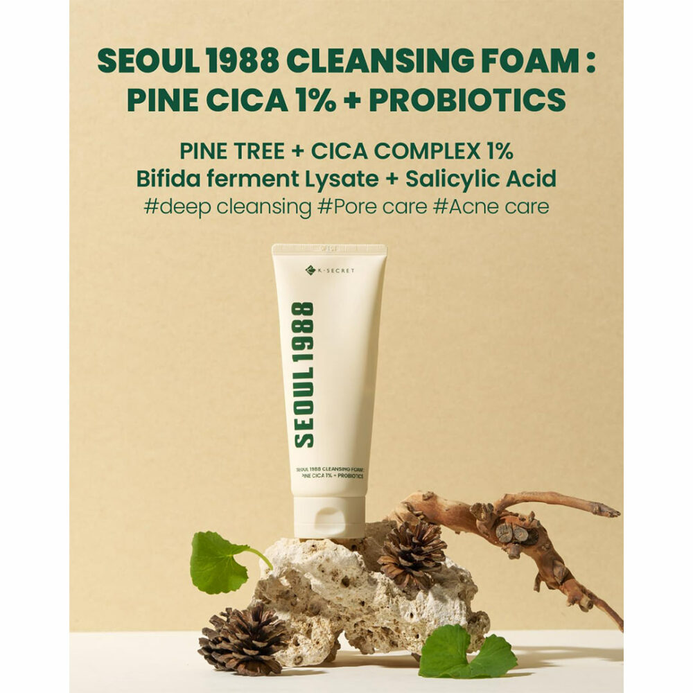 فوم شستشوی کاج سیکا ۱٪ + پروبیوتیک کی سکرت K-SECRET SEOUL 1988 Cleansing Foam Pine Cica 1% + Probiotics