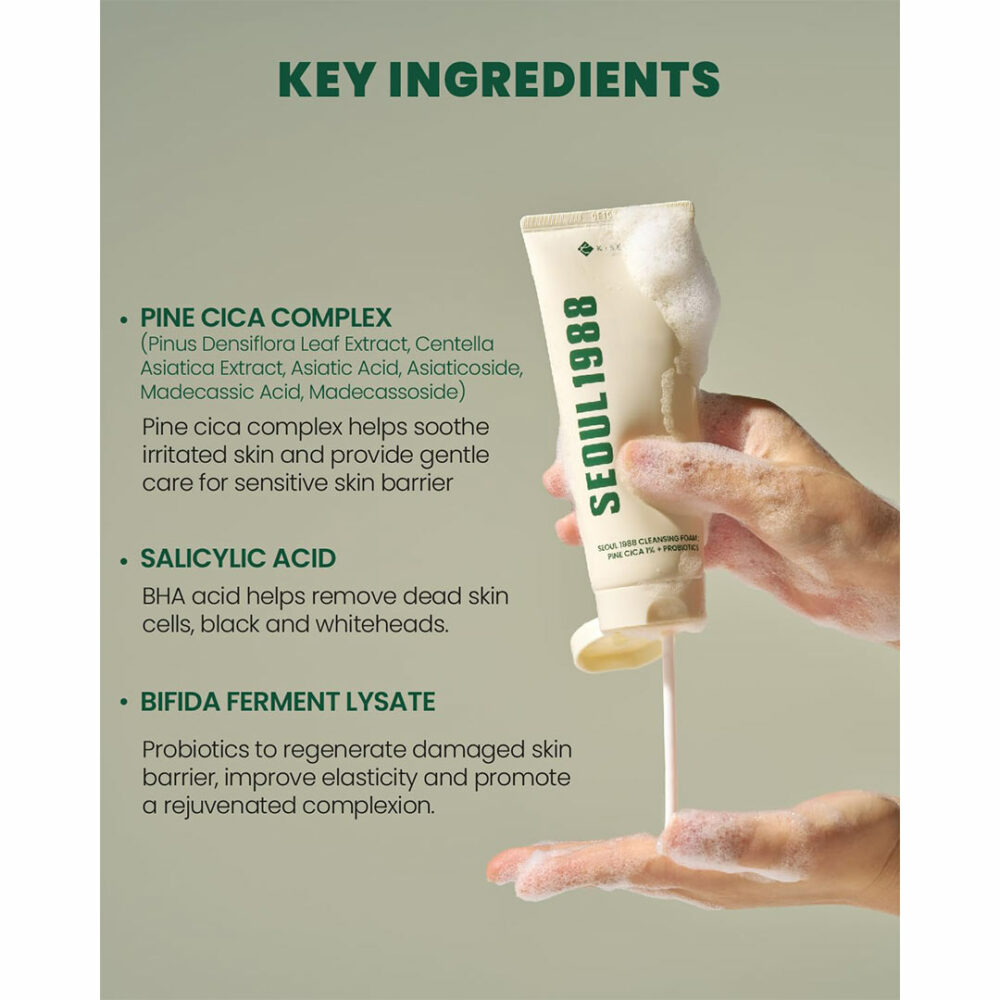 فوم شستشوی کاج سیکا ۱٪ + پروبیوتیک کی سکرت K-SECRET SEOUL 1988 Cleansing Foam Pine Cica 1% + Probiotics