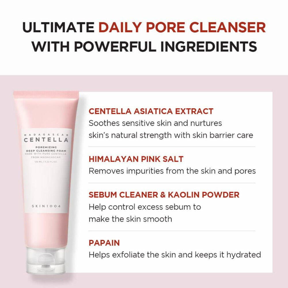 فوم شستشوی کنترل منافذ سنتلا اسکین 1004 SKIN1004 Madagascar Poremizing Deep Cleansing Foam 125ml - Image 3