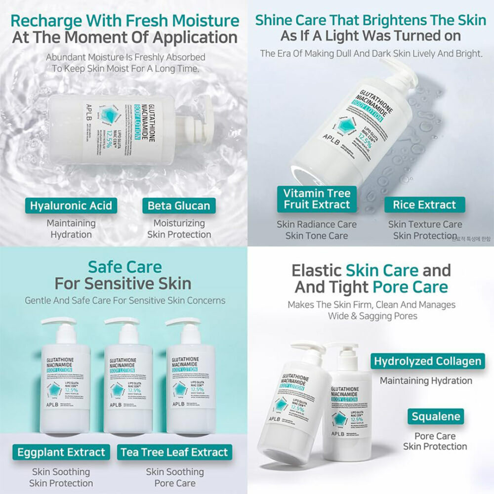 لوسیون بدن گلوتاتیون و نیاسینامید ای پی ال بی APLB Glutathione Niacinamide Body Lotion