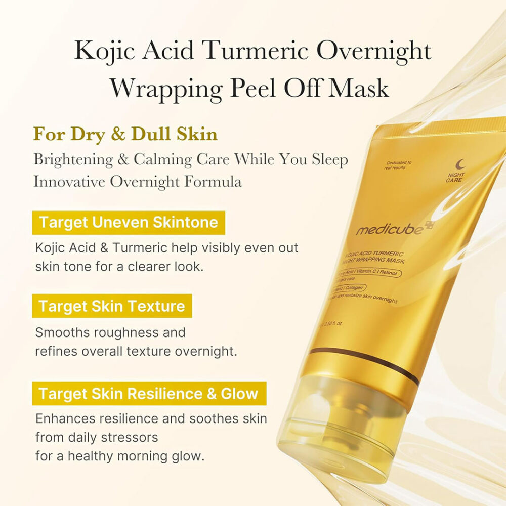 ماسک شب کوجیک اسید و کلاژن مدی کیوب Medicube Kojic Acid Turmeric Night Wrapping Mask