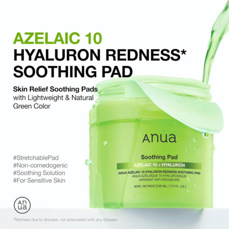 پد تونر آزلائیک اسید 10% و هیالورون آنوا Anua Azelaic 10 Hyaluron Redness Soothing Pad