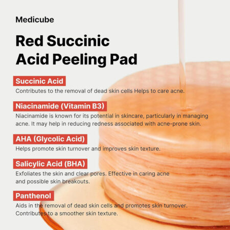 پد تونر سوکسینیک اسید مدی کیوب Medicube Red Succinic Acid Peeling Pad