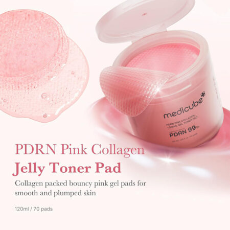 پد تونر ژلی صورتی PDRN و کلاژن مدی کیوب Medicube PDRN Pink Collagen Toning Gel Toner Pad