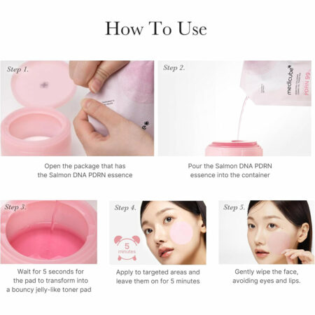 پد تونر ژلی صورتی PDRN و کلاژن مدی کیوب Medicube PDRN Pink Collagen Toning Gel Toner Pad