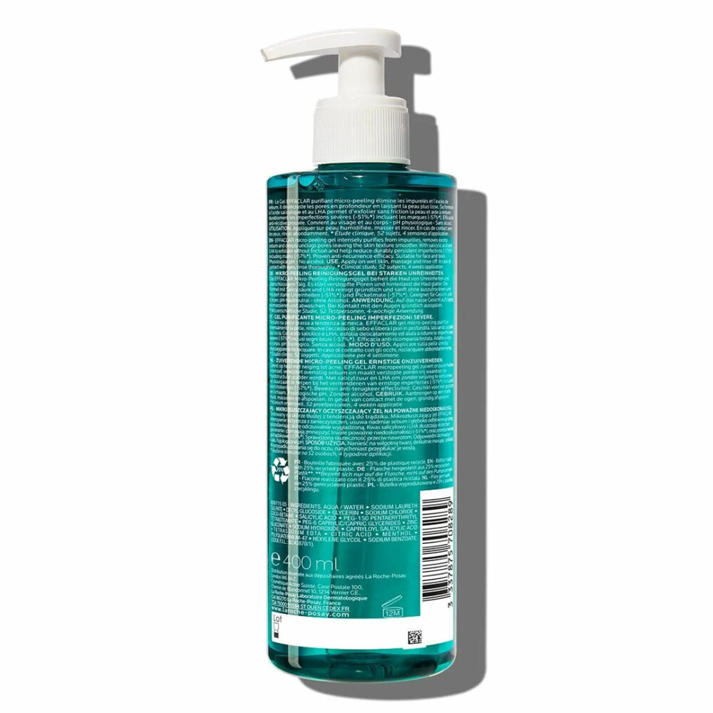 ژل شستشوی ضد جوش افکلار میکرو پیلینگ پوست چرب لاروش پوزای La Roche Posay Effaclar Micro-peeling Purifying Gel 400ml