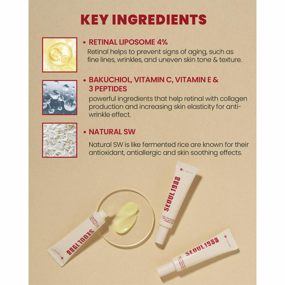 کرم دور چشم سئول 1988 لیپوزوم رتینول و لوبیا کی سکرت K-SECRET SEOUL 1988 Retinal Liposome 4% + Fermented Bean Eye Cream - Image 4