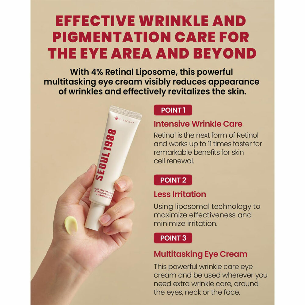 کرم دور چشم سئول 1988 لیپوزوم رتینول و لوبیا کی سکرت K-SECRET SEOUL 1988 Retinal Liposome 4% + Fermented Bean Eye Cream - Image 5