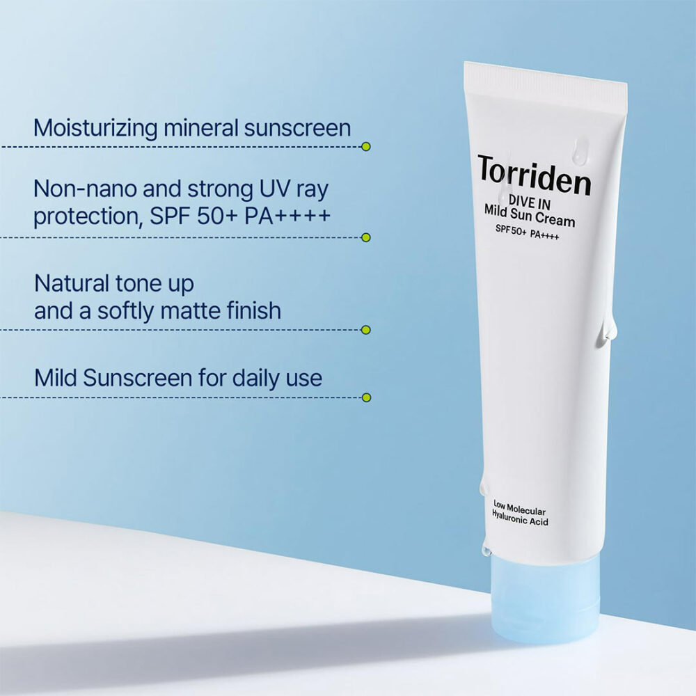 کرم ضد آفتاب فیزیکی توریدن Torriden Dive in Mild Sun Cream SPF50+ 60ml