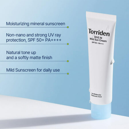 کرم ضد آفتاب فیزیکی توریدن Torriden Dive in Mild Sun Cream SPF50+ 60ml